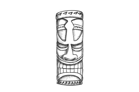 Tiki Idol Hawaiian Wooden Statue Monochrome Vector. Traditional Haaii God Idol. Antique Scary Totem Sculpture Concept Template Designed In Vintage Style Black And White Illustration Tiki Idol, Totem Sculpture, Tiki Statues, Wooden Statues, White Illustration, Black And White Illustration, Wedding Card Design, Wedding Card, Design Bundles