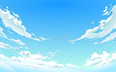 Vector illustration of cloudy sky in Anime style. Animation Sky Background, Sunny Sky Drawing, Sky Vector Illustration, Cloud Illustration Drawing, Anime Sky Background, Sky Background Drawing, Cloudy Sky Drawing, Manga Clouds, Sky Illustration Cloud