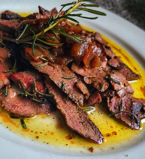 Seared Calf Liver with Caramelized Onions | KALOFAGAS | GREEK FOOD & BEYOND Calves Liver, Offal Recipes, Liver And Onions, How To Cook Liver, Caramelized Shallots, Liver Recipes, Clam Recipes, Beef Liver, Onion Recipes