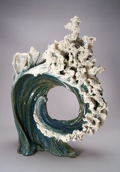 I like this clay sculpture because it shows movement and it is ... Sea Sculpture, Organic Sculpture, Ceramic Art Sculpture, American Ceramics, Surf Decor, Trash Art, Tanah Liat, Toy Art, Pottery Sculpture