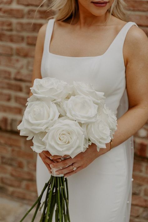 Long Stem Bouquet, Rose Bridesmaid Bouquet, Bride Bouquets White, White Rose Bridal Bouquet, Brides Flowers Bouquet, White Peonies Bouquet, White Rose Wedding Bouquet, White Flower Bouquet, White Rose Bouquet