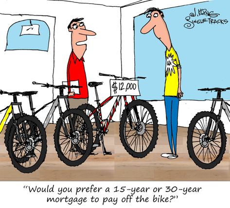 Mountain Bikes are Expensive [Cartoon] - Singletracks Mountain Bike News Humour, Cycling Memes, Bike Humor, Cycling Humor, Mountain Biking Quotes, Mountain Biking Gear, Mtb Gear, Bike Quotes, Cycling Quotes