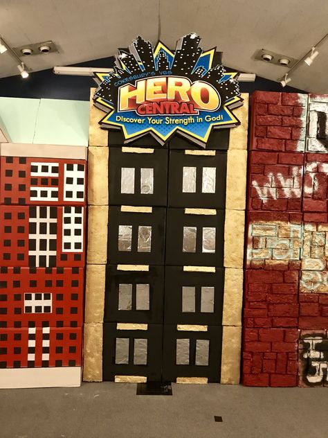 Vbs Superhero Theme, Hero Central Vbs, Superhero Backdrop, Superhero Vbs, Motion Ideas, Pto Ideas, Vbs 2023, Vbs 2024, Vbs Ideas