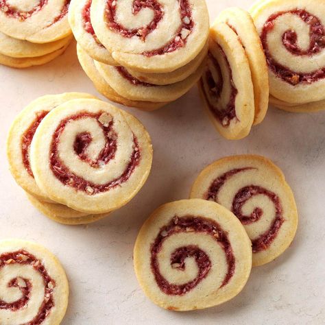 Raspberry Swirls Disney Gingerbread, Refrigerator Cookies, Jam Thumbprint Cookies, Pinwheel Cookies, Raspberry Filling, Buttery Cookies, Coconut Cookies, Cookies Recipes, Fun Cookies