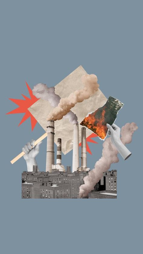 Air Pollution Aesthetic, Pollution Collage, Environment Collage, Factory Pollution, Wallpaper Hands, Pollution Environment, Environmental Posters, Art 2024, Iphone Wallpaper Sky