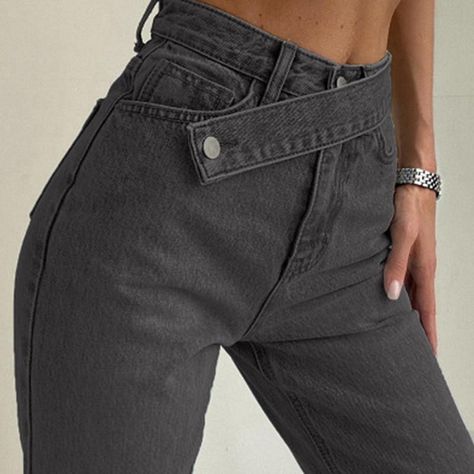 High Waisted Boyfriend Jeans, Estilo Harajuku, Cool Jeans, Jeans Claro, Denim Belt, Boyfriend Jean, Women Pants, Jeans Material, Straight Leg Denim