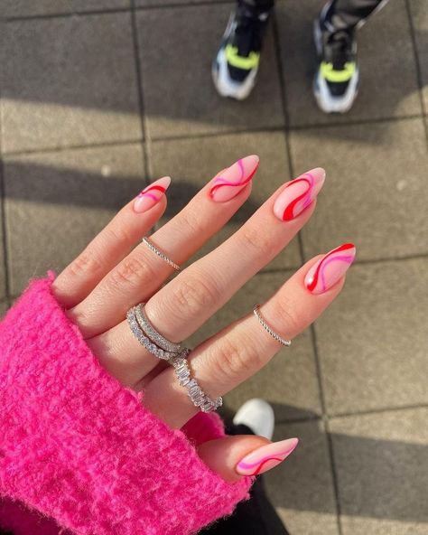 Cute Pink Nails, Hello Nails, Nagel Tips, Almond Acrylic Nails, Soft Nails, Fire Nails, Funky Nails, Chic Nails, Summer Nail