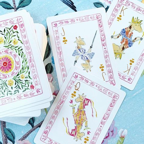 Pretty Deck Of Cards, Aesthetic Playing Cards Design, Watercolor Playing Cards, Aesthetic Deck Of Cards, Decks Of Cards, Beautiful Playing Cards, Illustrated Playing Cards, Painting Deck Of Cards, Painting A Deck Of Cards