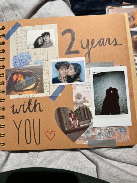 Scrap Booking For Boyfriend, Scrapbook Cover Anniversary, Adventure Book Ideas For Boyfriend, 2 Year Book For Boyfriend, 365 Days Scrapbook, One Year Scrapbook Ideas Boyfriend Cover, Scrapbook Title Page Ideas Boyfriend, Couple Scrapbook Aesthetic, Black Scrapbook Ideas Aesthetic For Boyfriend