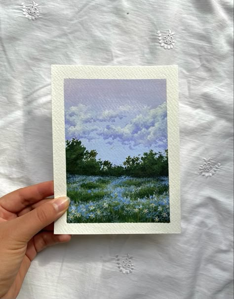 Landscape painting, flower painting, acrylic painting, Simple Gouache Landscape, Gouache Illustrations Landscape, Gouache Landscape Painting, Gouache Landscape, Sky Landscape Painting, Lilac Sky, Painting Series, Acrylic Landscape, Gouache Illustrations