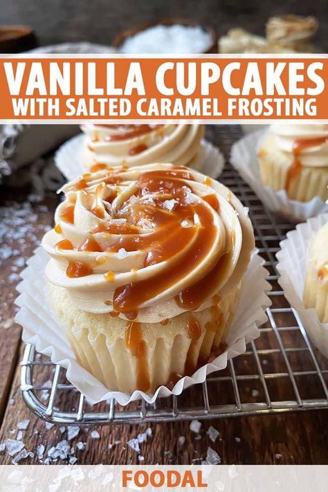 Muffin Cupcakes, Homemade Cupcake Recipes, Delicious Cupcakes Recipes, Homemade Salted Caramel, Salted Caramel Frosting, Vanilla Muffins, Salted Caramel Cake, Unique Cupcakes, Caramel Desserts