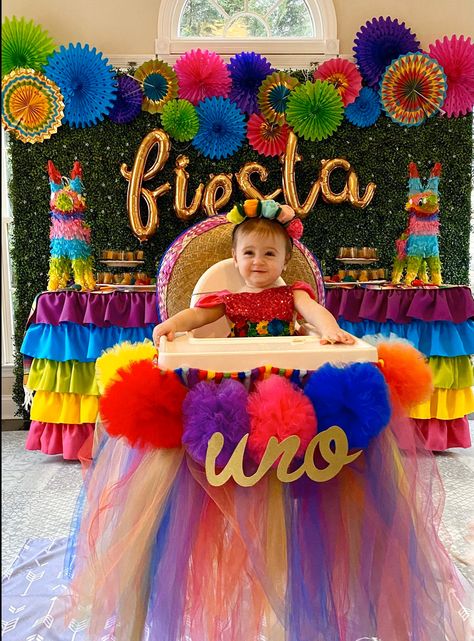 Fiesta First Birthday, Girl Mexican, Mexican Fiesta Birthday Party, First Birthday High Chair, High Chair Tutu, First Fiesta, Mexican Cactus, Mexican Birthday Parties, Birthday High Chair