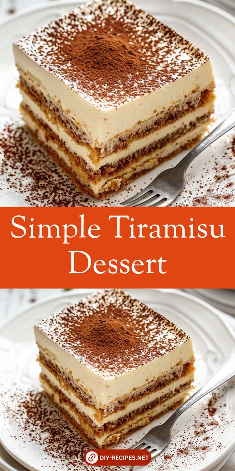 Make a Simple Tiramisu Dessert with this easy-to-follow recipe. A crowd-pleaser for any event! #SimpleDesserts #Tiramisu Tiramisu For A Crowd, Tiramisu Without Ladyfingers, Terrimissu Recipe, Tarimisu Recipe Easy, Tiramisu Poppers, Tiramisu Recipe Without Ladyfingers, Terimasu Recipe Easy, Mexican Tiramisu, Easy Tiramisu Recipe Simple