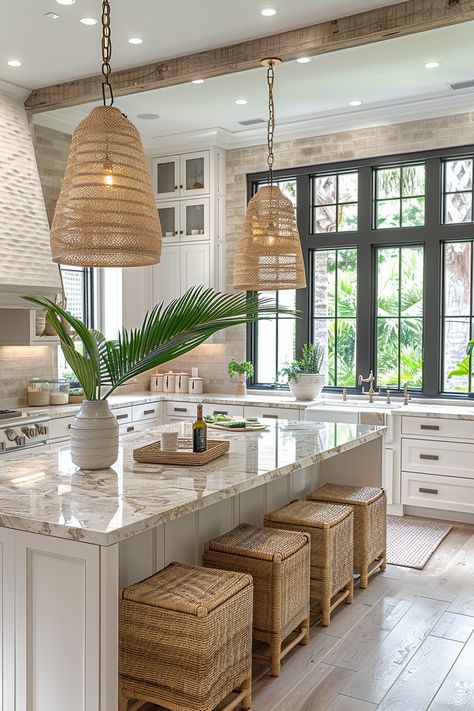 Are you looking for ways to bring the beach to your home? Get inspired by these 34 dreamy coastal kitchen ideas! From breezy color palettes to nautical accents, you will find inspiration to create a relaxing and stylish kitchen with seaside charm. Kitchen Design Beach House, Amber Interiors Beach House, Beach House Colorful Interior, Cozy Bright Kitchen, Island Style Kitchen, Modern Beach House Interior Design Kitchen, Modern Farmhouse Coastal Kitchen, Home Kitchen Inspiration, Light Colored Interior Design