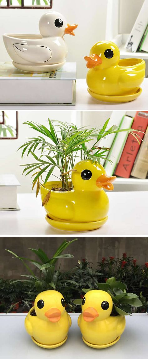 Duck Ceramic Succulent Planter Flower Pot Duck Pinch Pot, Earthen Pots, Duck Stuff, Ducky Duck, Idea Drawing, Ceramic Succulent Planter, Flower Pot Art, Ceramic Succulent, Pond Life