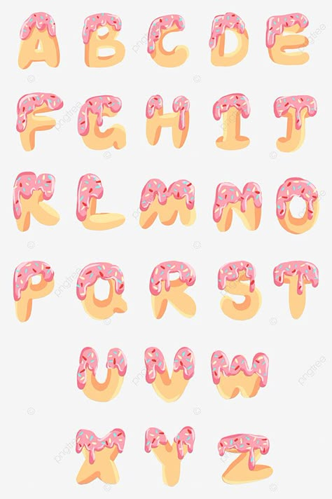 Girly Fonts Alphabet, H Letter Design, English Clipart, Donut Font, English Alphabets With Pictures, Cartoon Typography, Donut Png, Letter Clipart, Alfabet Font