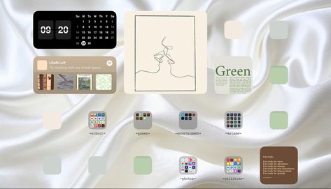 Minimal Ipad Homescreen, Ipad Home Screen Aesthetic, Ipad Home Screen, Home Screen Inspo, Green Ipad, Ipad Homescreen, Home Screen Aesthetic, Ipad Ideas, Screen Aesthetic