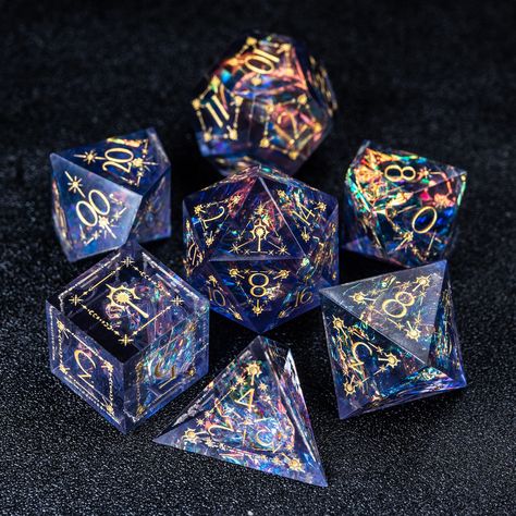 Full Set Handmade Resin Sharp Edge Dice Polyhedral Dice Set - Etsy Australia Cool Dnd Dice, Neon Glitter, Dnd Classes, Dragon Dies, Dnd Dice Set, Dungeons And Dragons Dice, Dnd Dice, Polyhedral Dice, D&d Dungeons And Dragons