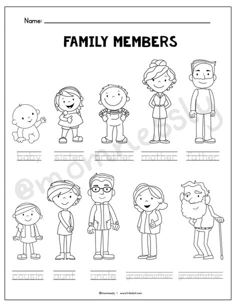 Free Printable: All about My Family Worksheets - Tribobot x Mom Nessly Worksheetfun.com Free Printable, Esl Family Vocabulary Worksheets, My Family Preschool Worksheets, My Family Worksheets For Kids Preschool, Family Worksheets For Kids Kindergarten, Family Worksheet For Kindergarten, Family Words Worksheets For Kids, My Family Worksheet Preschool, Family Kindergarten Activities