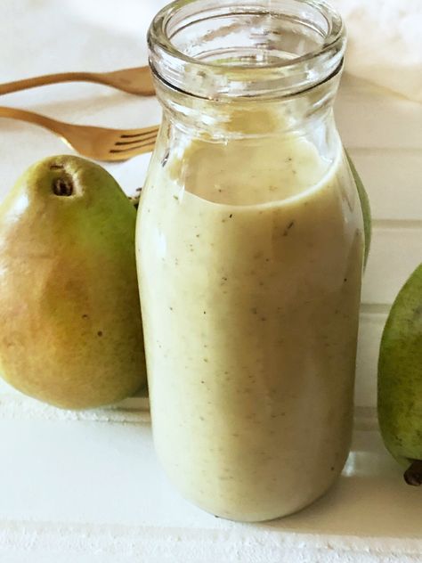 Creamy Pear Vinaigrette - In Fine Taste Pear Vinaigrette, Mustard Vinaigrette, Honey Mustard Vinaigrette, Vinaigrette Recipe, Honey Mustard Dressing, Pear Salad, Vinaigrette Recipes, Vinaigrette Dressing, Mustard Dressing