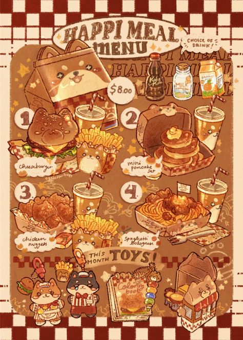 Aesthetic Happy, Different Foods, Food Doodles, 귀여운 음식 그림, Kids Meal, Foods And Drinks, Food Artwork, Kawaii Cooking, Food Illustration Art