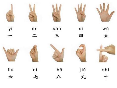 Wushu - way of life: 1 to 10 count in Chinese Chinese Alphabet, Bahasa China, China Travel Guide, Mandarin Chinese Learning, Chinese Lessons, Hand Symbols, Hand Signals, Chinese Language Learning, Chinese People