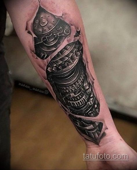 Arm Tattoos For Women Upper, Arm Tattoos For Women Forearm, Ripped Skin Tattoo, Biomechanical Tattoos, Engine Tattoo, Biomechanical Tattoo Design, Lion Forearm Tattoos, Gear Tattoo, Family Tattoos For Men