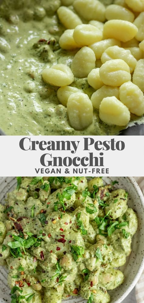 Vegan Pesto Gnocchi Recipes, Vegan Recipes Gnocchi, Vegan Gnocchi Recipes Homemade, Vegan Italian Food Recipes, Vegan Gnocchi Recipes Dinners, Vegan Pesto Gnocchi, Vegan Gnocchi Sauce, Vegan Gnocchi Dishes, Gnocchi Recipes Vegan