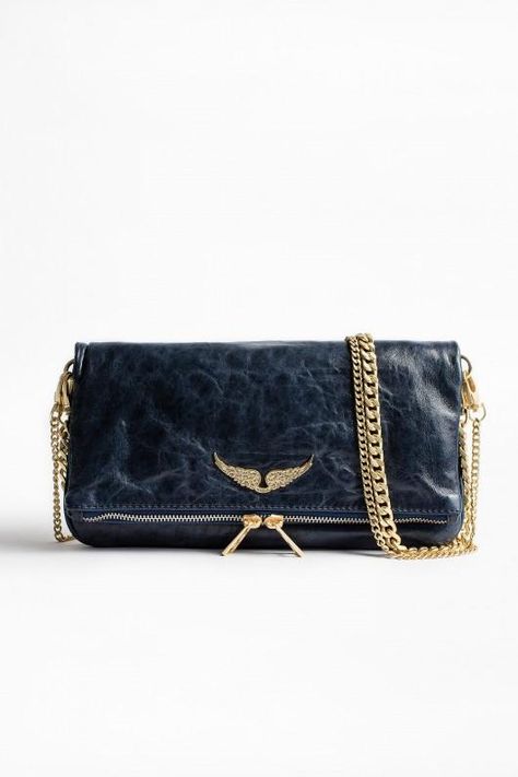 Rock Crush Clutch Bag - Blue - Zadig & Voltaire Shoulder bags Girly Bags, Zadar, Fancy Bags, Stockholm Fashion, Pretty Bags, Leather Clutch Bags, Zadig And Voltaire, Cute Bags, Blue Bags