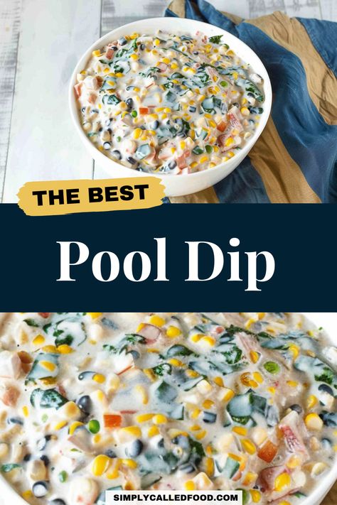 Pool Dip Recipe Hali Donair Dip, Pool Dip Recipe, Pool Appetizers, Pool Dip, Boat Dip, Poolside Dip, Mexican Chips, Easy Summer Snacks, Rotel Recipes