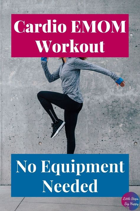 If you're looking to get in shape, check out this cardio EMOM workout. This fat burning cardio workout is great for women who are beginners. These easy moves require no equipment and just use your bodyweight to get a full body workout. You can do this exercise routine at home, at the gym, or wherever you workout. #cardioEMOMworkout #noequipmentEMOMworkout Easy At Home Cardio Workouts, 30 Minute Cardio Workout At The Gym, No Machine Cardio, Standing Cardio Exercises, Cardio Burst Exercises, Body Weight Cardio Exercises, Emom Workout No Equipment, Cardio Workout At Home Fat Burning, Cardio Emom