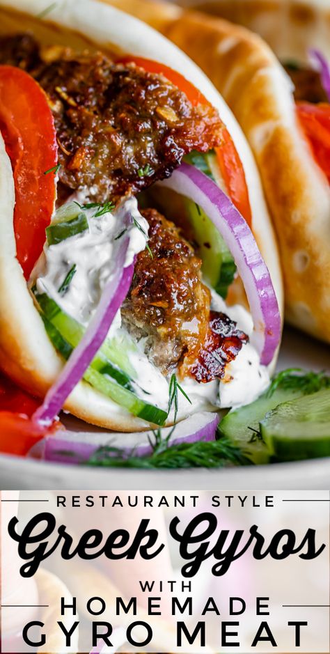 Greek Gyro Recipe, Homemade Gyro Meat, Lamb Gyro Recipe, Homemade Gyro, Gyro Meat Recipe, Cycle Care, Chicken Gyro, Lamb Gyros, Greek Gyros