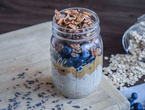 Lavender Overnight Oats, Lavender Oatmeal, Honey Overnight Oats, Spring Overnight Oats, Nightshade Free Recipes, Breakfast Oats Overnight, Breakfast Soup, Oats And Honey, Grab And Go Breakfast