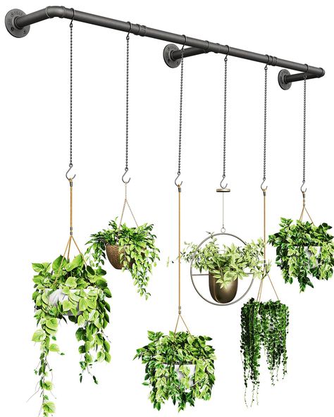 PRICES MAY VARY. Plant Hanger with 6 Chains: Measuring 65*7.87 inches, this Plant Hanger Rod comes with 6 metal chains and 12 hooks, providing ample space to hang your favorite indoor plants in a stylish and organized manner Metal Hanging Plant Bar: Crafted from robust iron and coated with a sleek black anti-rust matte paint, this plant bar is built to longevity while embodying an industrial aesthetic that elevates your space Easy Assembly: SOFITORG plant rod includes all necessary hardware and Plant Hanging Bar, Hanging Plants On Wall Outdoor, Hanging Plants Pergola, Hanging Plant Rod, Plant Hanging Rod, Hang Plants From Ceiling, Plant Bar, Indoor Hanging Plants, Window Ceiling