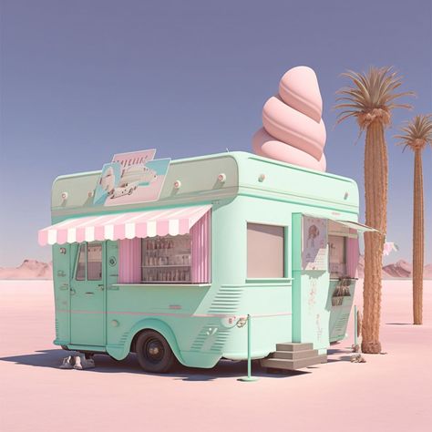 Pastel Ice Cream, 60s Pastel Aesthetic, Pastel 50s Aesthetic, Retro Pastel Aesthetic, Pastel Retro Aesthetic, Retro Pastel, Pastel Beach Aesthetic, Retro Beach Aesthetic, Vintage Ice Cream Parlor Aesthetic