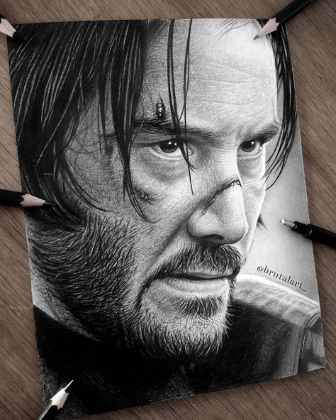 John Wick Portrait, Realistic Face Drawing, Marvel Art Drawings, 1366x768 Wallpaper Hd, Realistic Pencil Drawings, Celebrity Drawings, Charcoal Art, Portrait Sketches, Fan Art Drawing