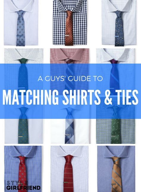 A guide to matching shirts and ties of different colors, patterns, and textures - from the team at Style Girlfriend | men's corporate style, office dress codes, following dress codes, how to dress for the office, suiting, shirt and tie combos Shirt And Tie Outfits, Suit And Tie Men, Mens Shirt And Tie, Shirt Tie Combo, Shirt And Tie Combinations, Dress For The Office, Tie Outfit, Style Girlfriend, Suit Combinations