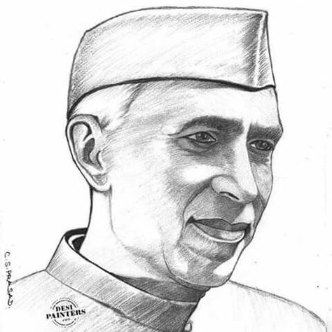 Jawaharlal Nehru Drawing, Nehru Drawing, Sketch Indian, Images For Drawing, Realistic Face Drawing, Portrait Painting Tutorial, Cross Drawing, Metal Drawing, Jawaharlal Nehru