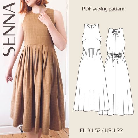 Beginner Sewing, How To Make Clothes, Dress With Tie, Pdf Sewing Patterns, Sewing Clothes, Sewing Dresses, Sewing Inspiration, Dress Pattern, Pleated Dress