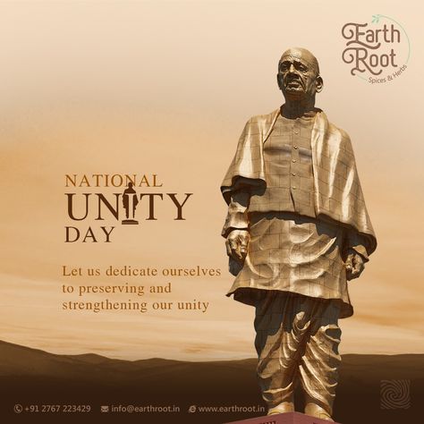 Let us dedicate ourselves to preserving and strengthening our unity National Unity Day..! #earthroot #spices #herbs #spice #herb #National #Unity #Day #NationalUnityDay #UnityDay #RashtriyaEktaDiwas #SardarVallabhbhaiPatel #statueofunity #india National Unity Day Posters, Rashtriya Ekta Diwas, National Unity Day, Sardar Patel, Solar Panel Mounts, Sherwani For Men Wedding, Unity Day, Ias Officers, Civil Services