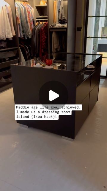 Marc Hagan-Guirey on Instagram: "I made us a dressing room island the Ikea hack way! @ikeahackersofficial" Dressing Room Island Design, Closet Island Ideas Ikea Hacks, Wardrobe Organisation Aesthetic, Simple Dressing Room Ideas, Diy Closet Island, Ikea Island Hack, Dressing Room Island, Walk In Closet Island, Dressing Island