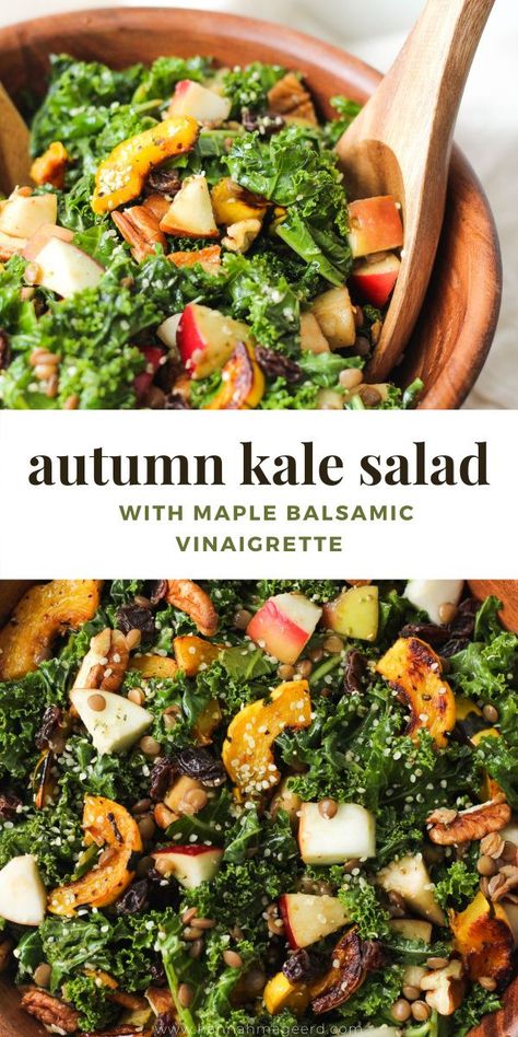 Healthy Winter Recipes, Maple Balsamic Vinaigrette, Flower Salad, Autumn Salad Recipes, Maple Balsamic, Fall Vegan Recipes, Fall Recipes Healthy, Salad Pasta, Autumn Salad