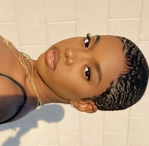 Females With Waves, Tboz Tlc Hairstyle, Finger Waves Short Hair, Shaved Hair Designs, Natural Hair Cuts, Natural Hair Short Cuts, Cut Life, Short Hair Pixie Cuts, Short Sassy Hair