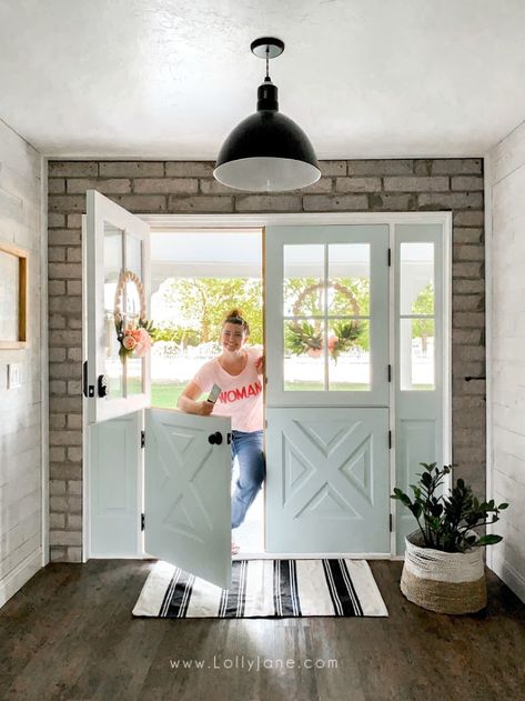 Double Dutch Doors, Dutch Doors Diy, Dutch Doors Exterior, Farmhouse Trim, Dutch Doors, Half Doors, Double Dutch, Farmhouse Doors, Paint Wood