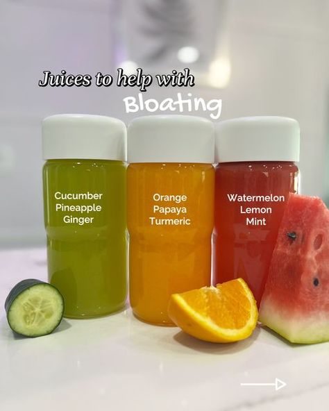 @juicewithkeya on Instagram: "Which one will you try?   All recipes makes around 20-22 ounces 😋   #bloating #juices #easyjuicing #flattummy #debloat #bloat #healthy #health #wellness #juicing #summer #coldpressed #easy #delicious #simple #fruitjuice #fyp #explorepage #viral" Juice Cleanse For Bloat, Debloating Recipes, Debloating Drinks, Debloat Drink, Brunch Meals, Healthy Water Recipes, Simple Juice Recipes, Juicing Ideas, Fresh Juice Recipes