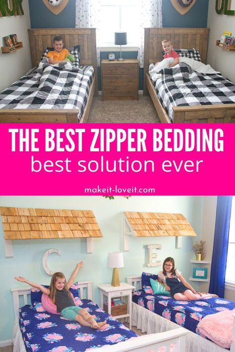 Zipper Bedding Diy How To Make, Bunk Beds Room Ideas, Simple Bedding Sets, Bedding Hacks, Simple Bedding, Beddys Bedding, Boys Bedding Sets, Toddler Bunk Beds, Zipper Bedding