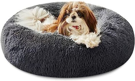 Western Home Donut Pet Bed Calming Dog Bed - Washable Fluffy Plush Puppy Cat Bed with Anti-Slip Bottom, Round Cuddler Pet Bed for Large Medium Small Dogs and Cats, Dark Grey 50cm Luxe Bed, Round Dog Bed, Kitten Beds, Cat Dark, Donut Bed, Donut Dog Bed, Washable Dog Bed, Western Home, Dog Basket