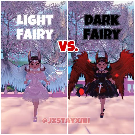 Dark Fairy Royale High Outfit, Light Vs Dark Fairy Royale High, Light Vs Dark Fairy, Light Fairy Royale High, Dark Fairy Royale High, Fairy Royale High, Dark Fairy Outfit, Island Fits, Light Vs Dark