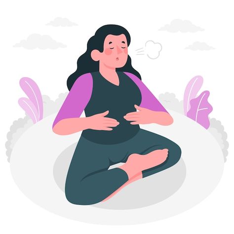 Breathing Illustration, Meditation Illustration, Exercise Illustration, Breathing Meditation, Deep Breathing, Ui Design Website, How To Start Yoga, Isometric Illustration, Deep Breathing Exercises