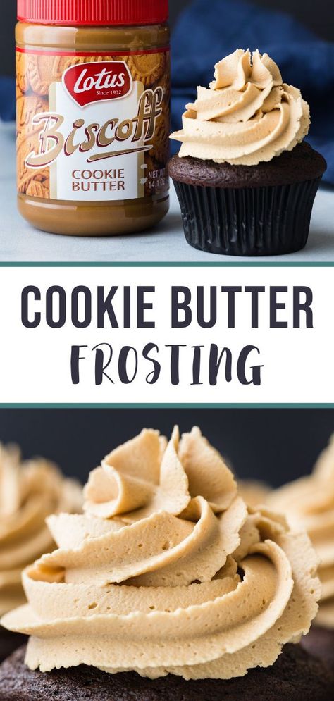 Cookie Butter Buttercream Frosting, Cookie Butter Icing Recipe, Cookie Butter Cream Cheese Frosting, Things To Do With Cookie Butter, Cookie Butter Frosting Recipes, Cookie Butter Cake Filling, Biscoff Icing Recipe, Cookie Butter Ganache, Biscoff Frosting Recipe